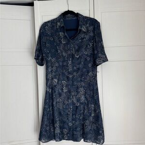 Elie Tahari Blue Floral Silk Dress Size 6
